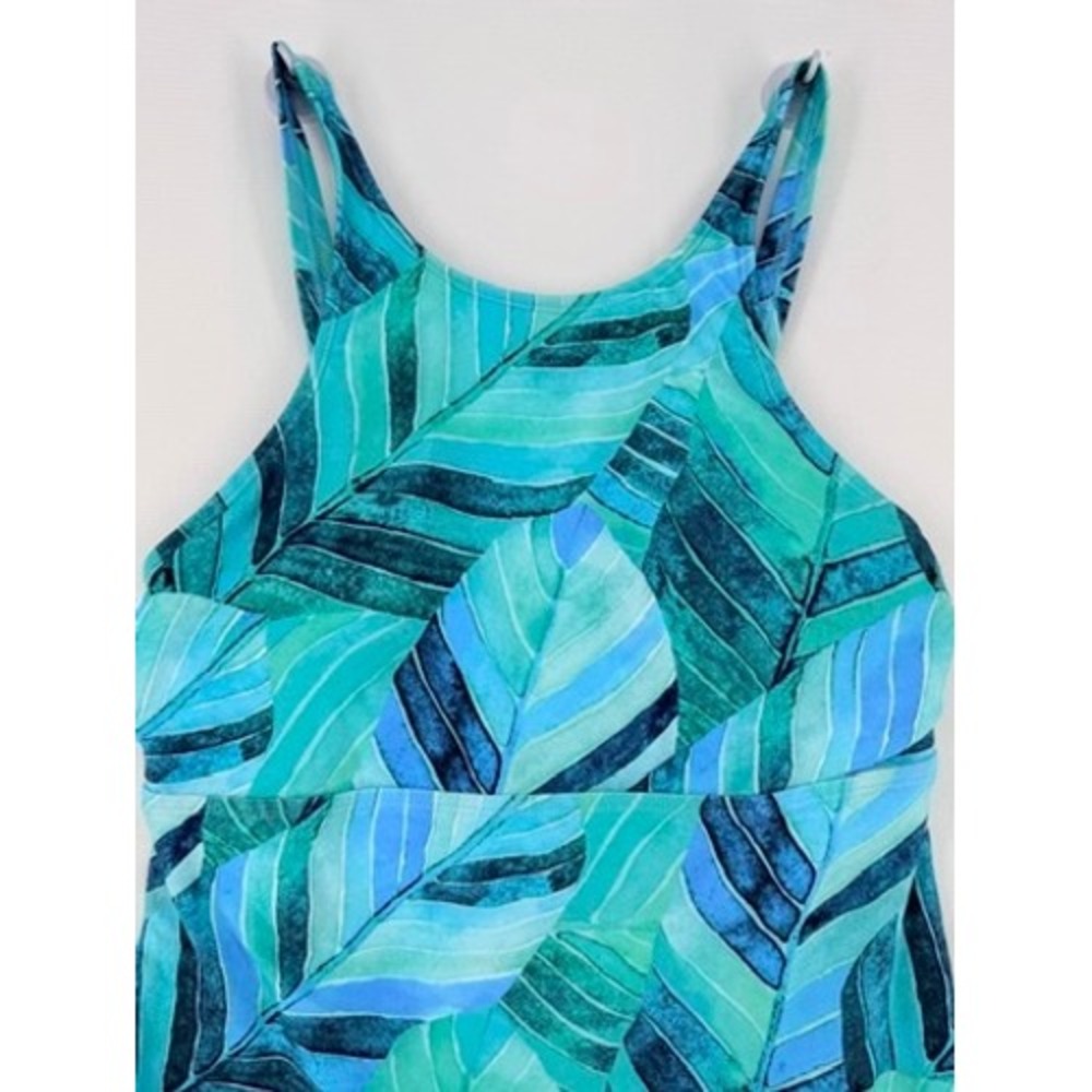 Next Aqua Leaf Print Tankini Top 34B/C Underwire NWT - Picture 3 of 10
